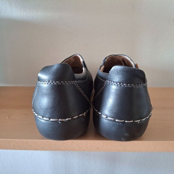 Place Women's Stella Black Leather Comfort Shoes - Slip-On Flats US Size 6 - Picture 2 of 7
